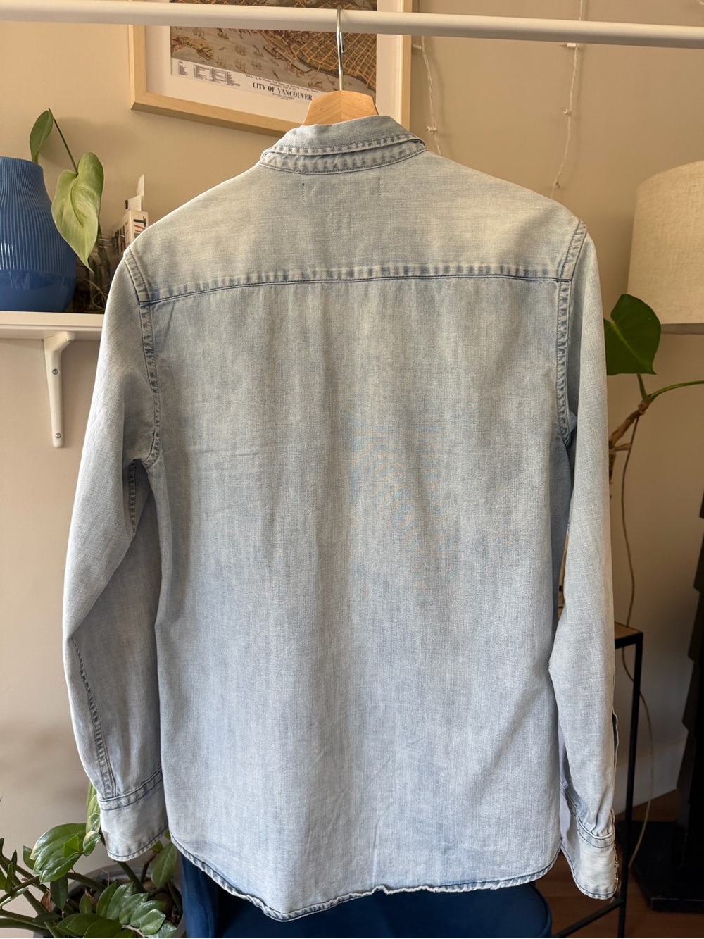 Replay Blue Jeans Light Blue Denim Shirt - Classic Western Pocket Shirt - Picture 6 of 7